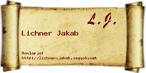 Lichner Jakab névjegykártya